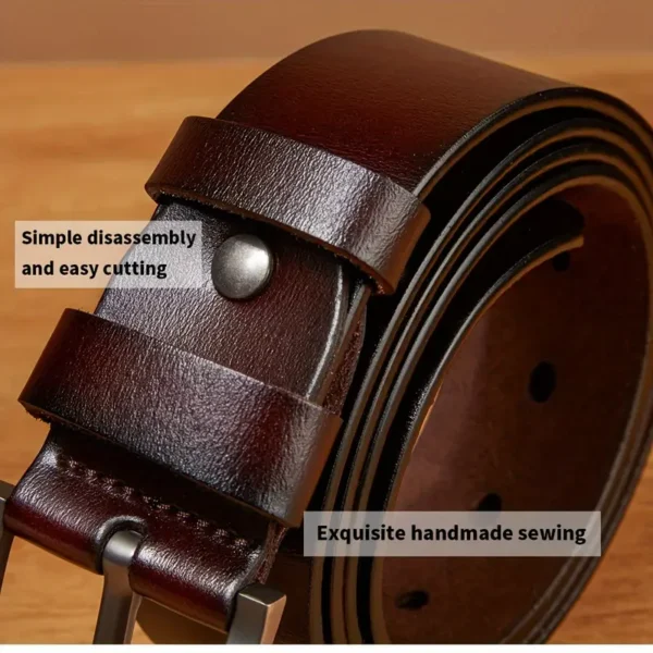 Durable Genuine Leather Belt with Alloy Buckle – Coffee - Image 3