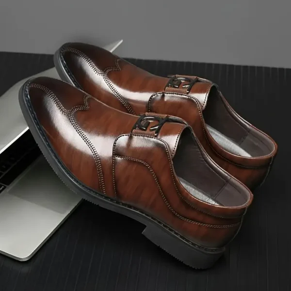 Men’s Classic Oxford Dress Shoes with Embossed Bark Pattern - Image 2