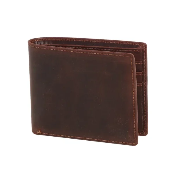 Classic Horizontal Double-Fold Leather Wallet for Men