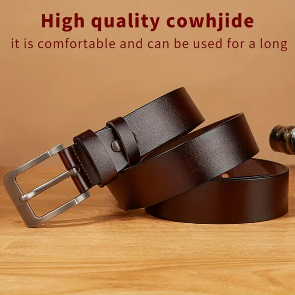 Durable Genuine Leather Belt with Alloy Buckle – Coffee - Image 2